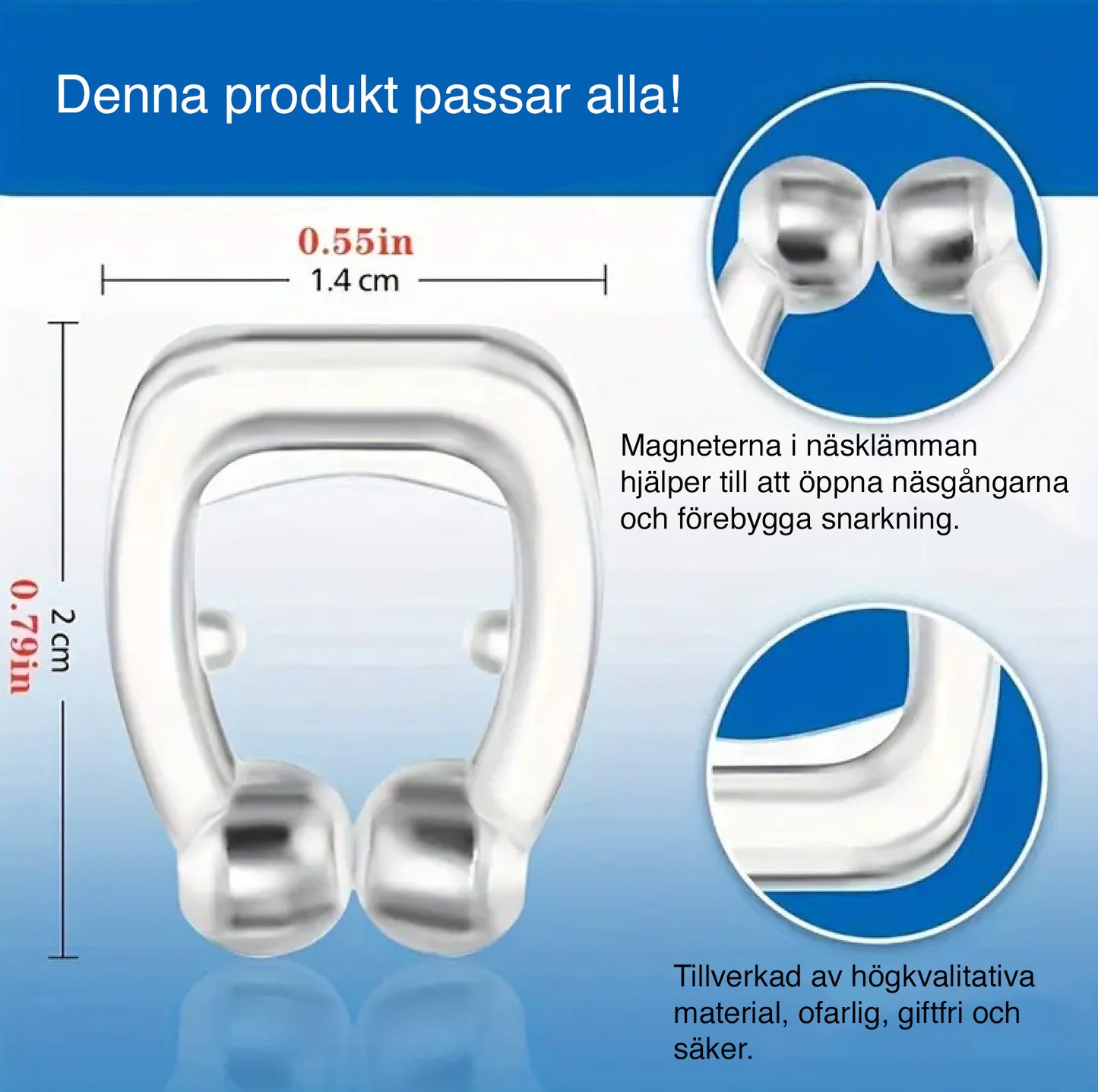 Magnetiska anti-snarknäsklämmor (6 st)